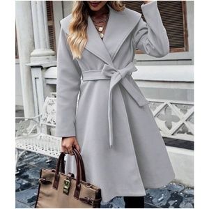 Classic Wide Collar Belted Double Breasted Jacket Coat